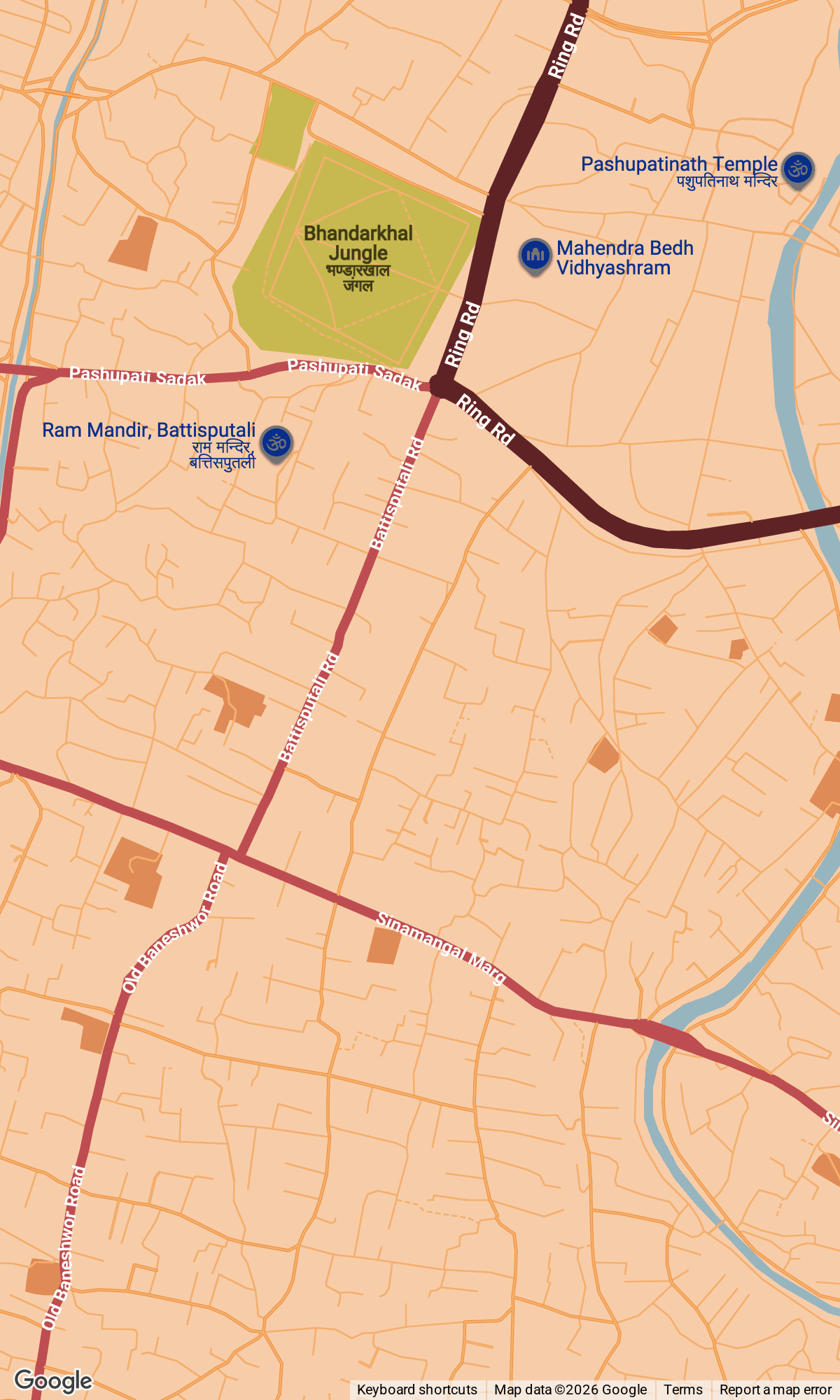 Map around Pashupatinath Temple